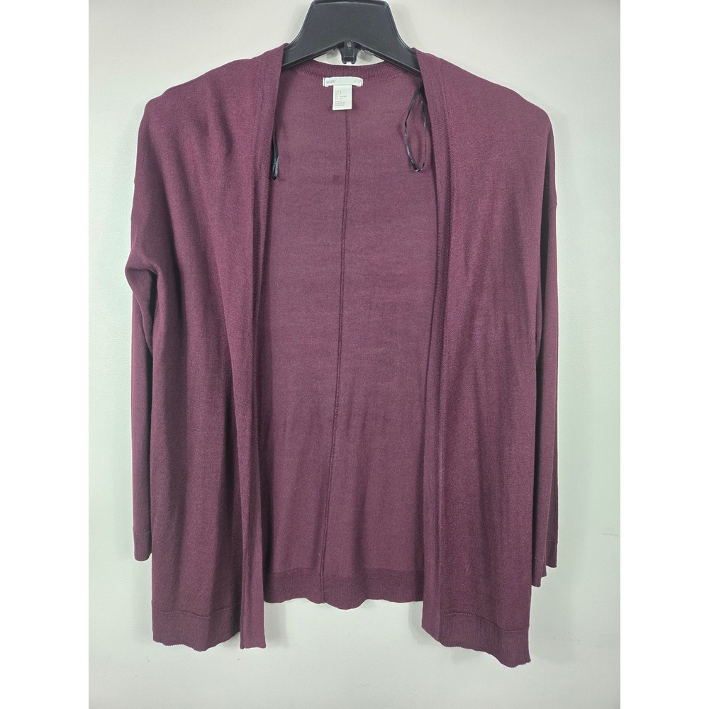 HM Basic Women Burgundy Open Front Cardigan Sweater Size S Long Sleeve Viscose